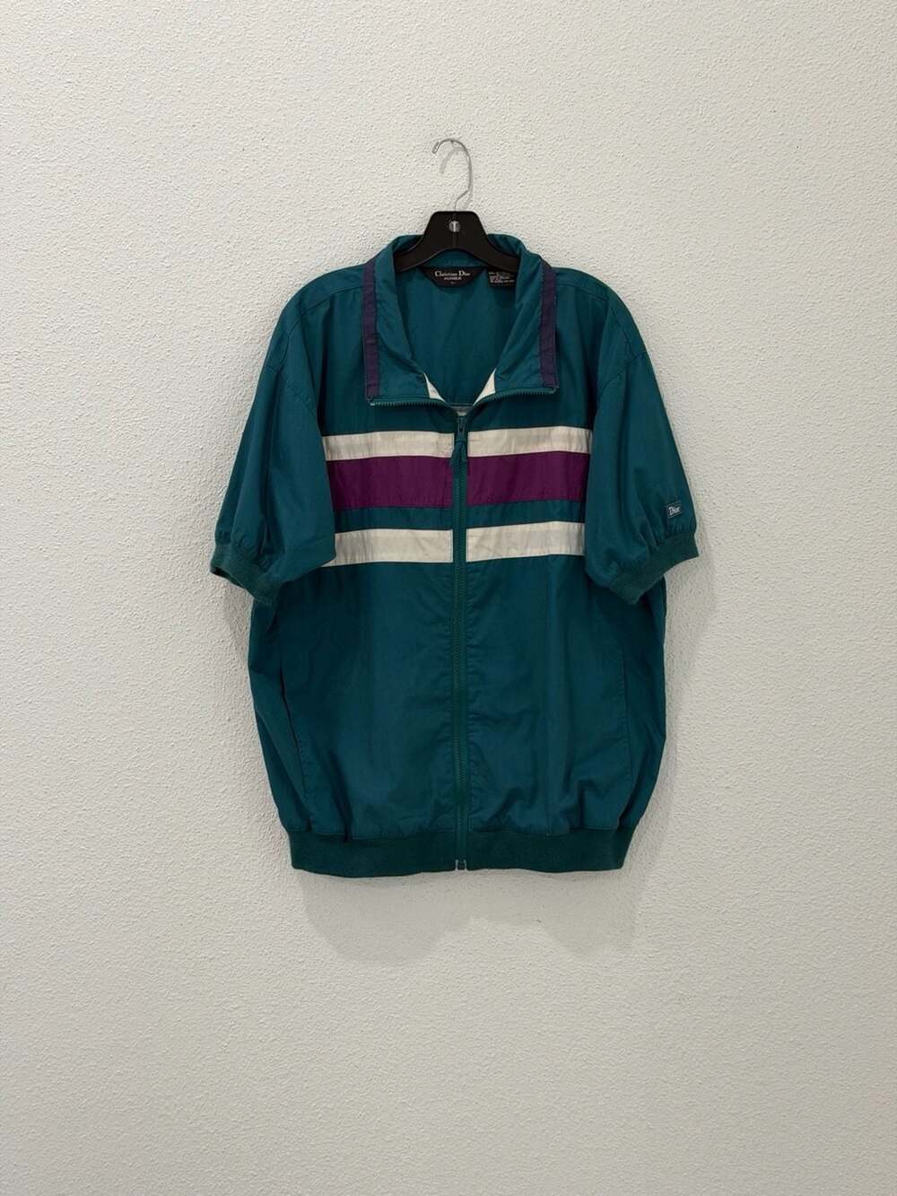 Vintage 90s Christian Dior Monsieur Color Block Short Sleeve Windbreaker Jacket